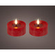 Lumineo realistisches LED-Teelicht mit Flammeneffekt ã˜7,5x6cm rot mit 6-Stunden-Timer, batteriebetrieben – 2 Stück