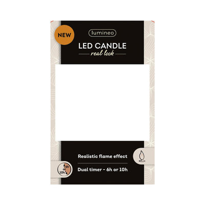 Lumineo realistische LED-Kerze mit Wachsdocht und Flammeneffekt ã˜7,5x9,5cm gold mit 6-Stunden-Timer, batteriebetrieben