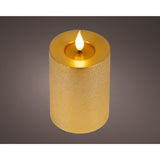 Lumineo realistische LED-Kerze mit Wachsdocht und Flammeneffekt ã˜7,5x13,5cm gold mit 6-Stunden-Timer, batteriebetrieben - afbeelding 1