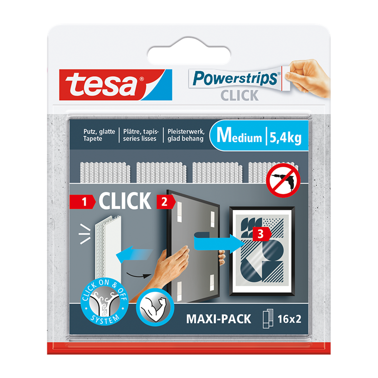 Tesa 1074179 - Steckdosenleisten Click 16x2 m | 6 Stück