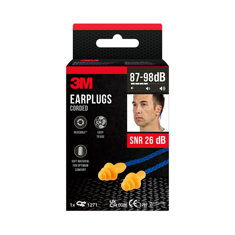 3m 1062058 - Ohrstöpsel mit Kordel 1 Packung (87-98 db) | 6 Stück
