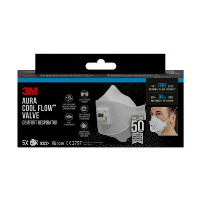 3 m 1062200 – Aura Feinster Maskenhandschuh 9332Pro5, FFP2-Ventil, 5 PS | 1 Stk