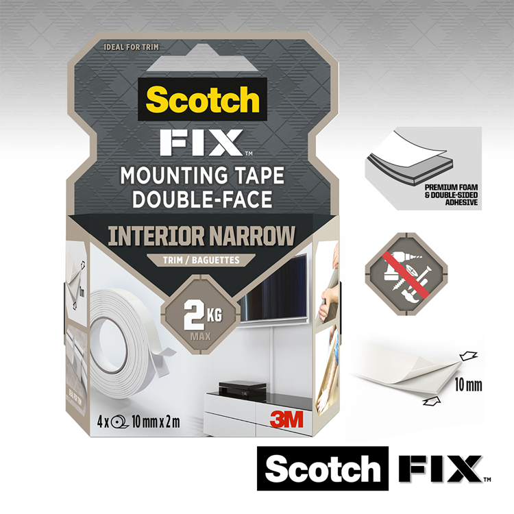 3m 1071434 - Scotch-Fix™ Montageband für Zierrahmen, 10mmx2m, 4 Rollen | 6 Stück