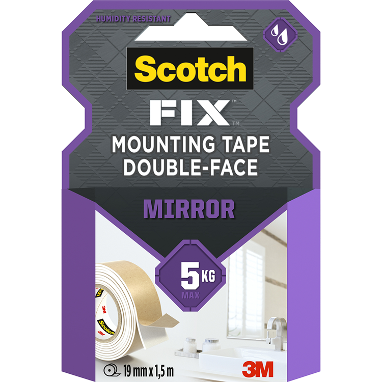 3 m 1071422 – Scotch-Fix™ Spiegelmontageband 19 mm x 1,5 m, 1 Rollenpackung | 12 Stück