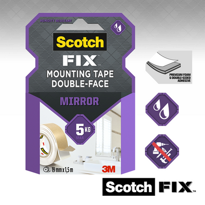 3 m 1071427 – Scotch-Fix™ Spiegelmontageband 19 mm x 5 m, 1 Rollenpackung | 12 Stück