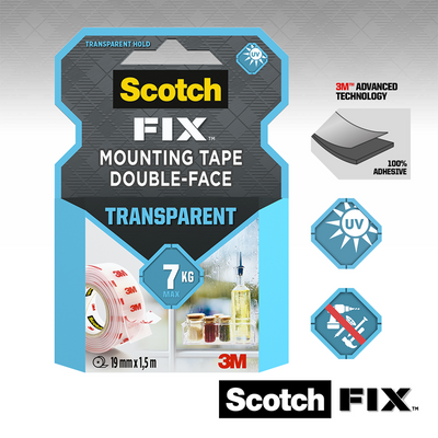 3m 1071432 - Scotch-Fix™ transparentes Montageband 19mmx5m, 1 Rolle pa | 12 Stück