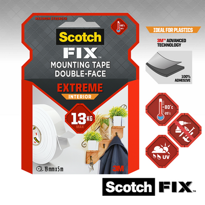 3 m 1071424 – Scotch-Fix Extr Innenmontageband 19 mm x 5 m, 1 Rollenpackung | 12 Stück