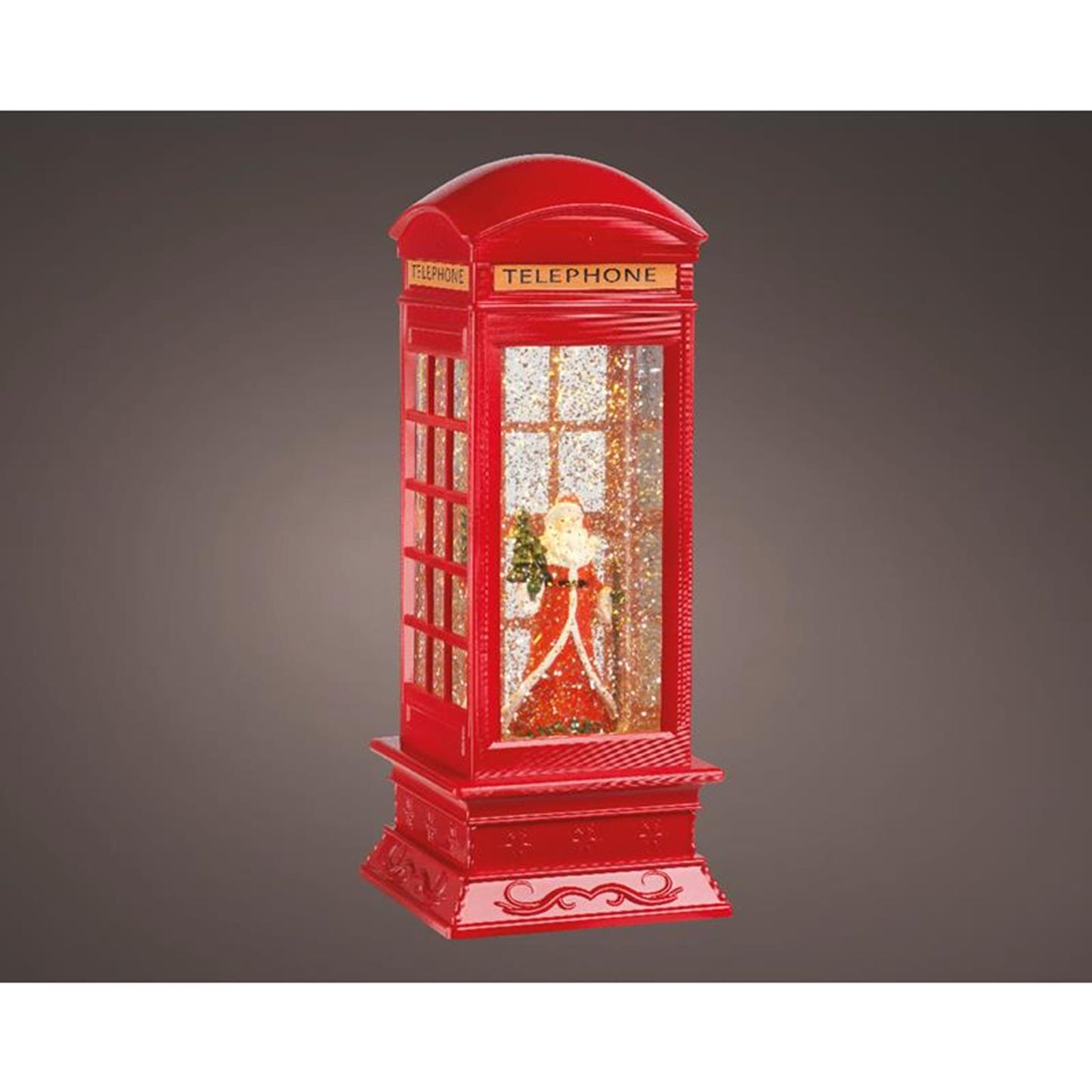 Lumineo Wasserspinner LED-Telefonzelle mit Weihnachtsmann