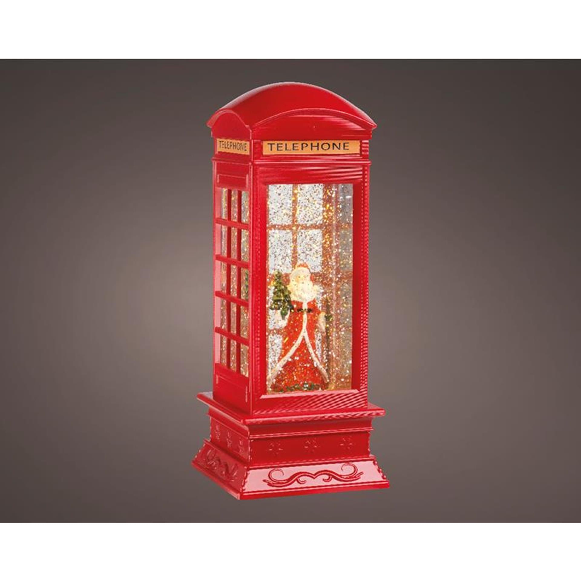 Lumineo Wasserspinner LED-Telefonzelle mit Weihnachtsmann