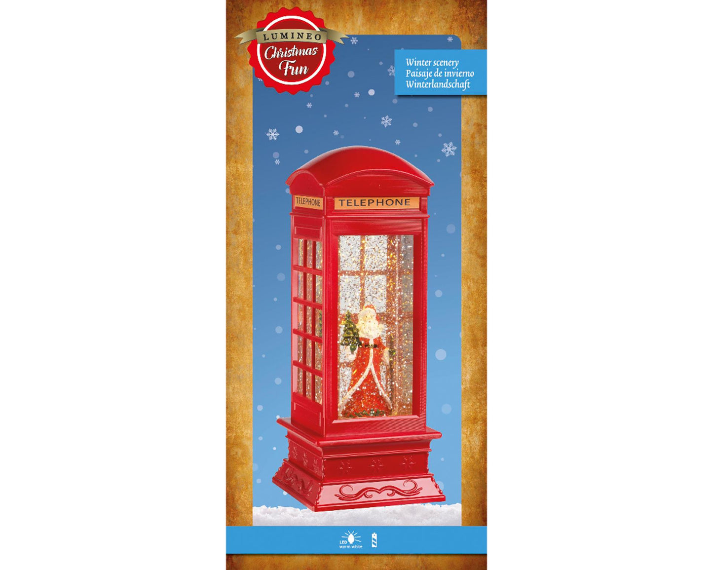 Lumineo Wasserspinner LED-Telefonzelle mit Weihnachtsmann
