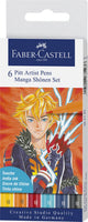 Faber-Castell Zeichenstift – Pinselstift – Pitt Artist Pen – 6-teilig – Manga Shonen – FC-167157