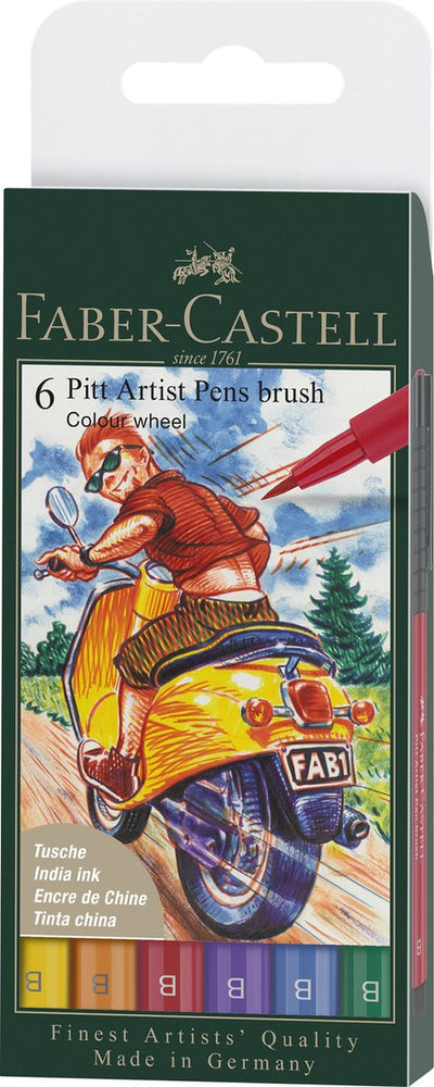 Faber-Castell Pinselstift – Zeichenstift – Pitt Artist Pen – 6-teilig – Farbe – FC-167174