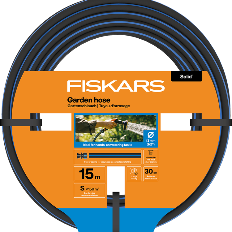 Fiskars 1074447 – stabiler Gartenschlauch 15 m, 13 mm, 1 2 Zoll | 1 Stück