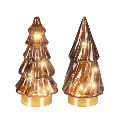 Lumineo Micro LED Weihnachtsbaum Glas ã˜6x12,8cm braun warmweiß 2-fach sortiert