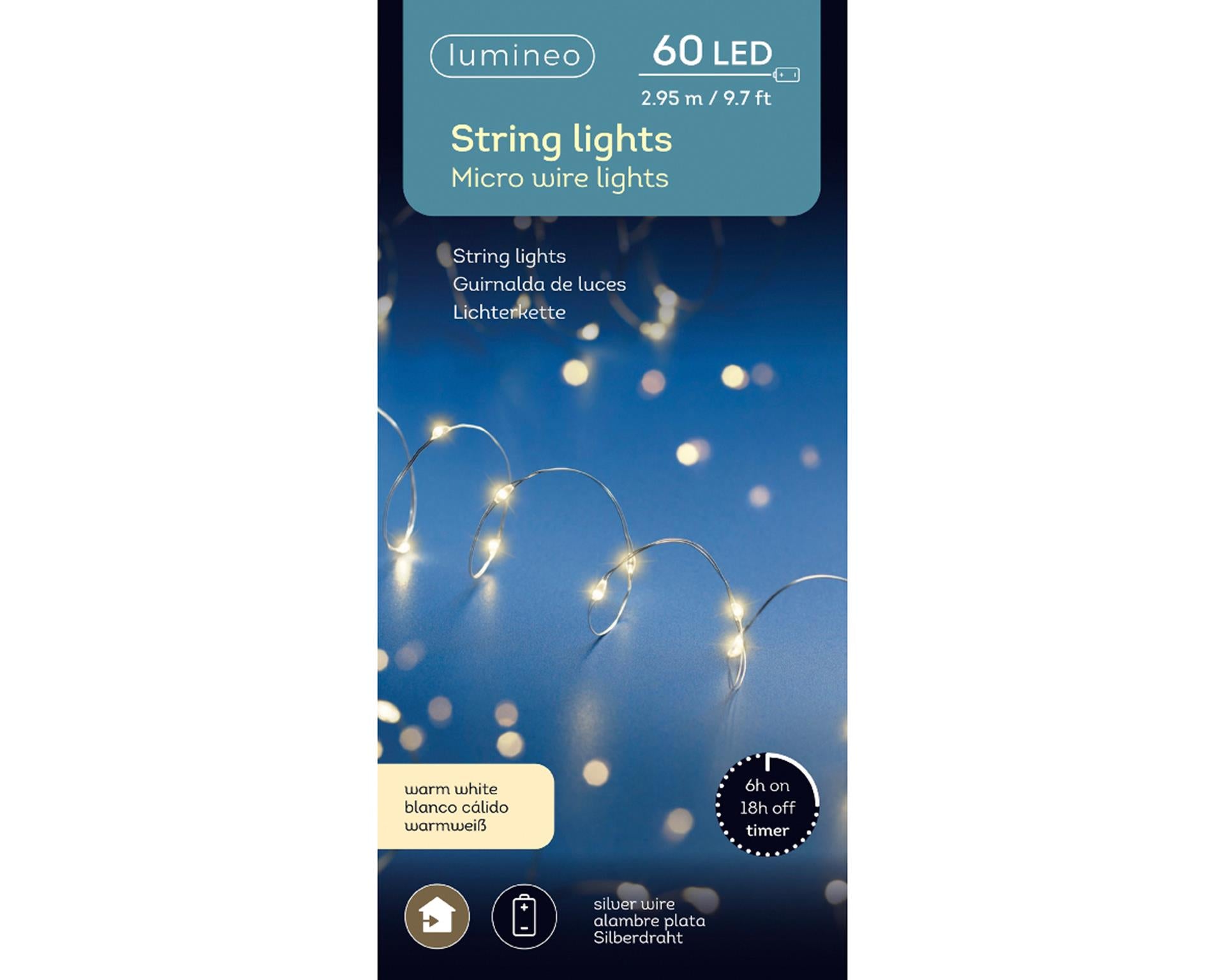 Lumineo Lichterkette 60 LED warmweiß