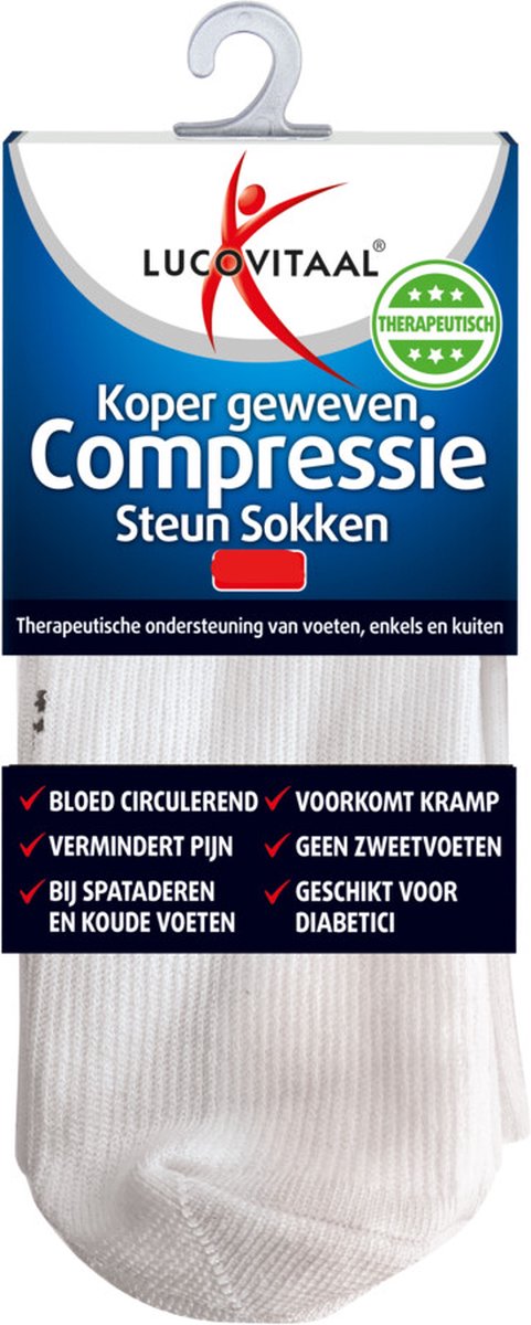 Lucovitaal Kupfer Kompressionsstützsocke Größe 42-47 weiß 1 Paar