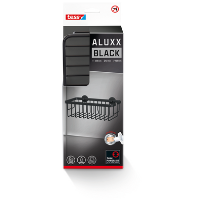 Tesa 1072288 – aluxx black Duschregal einzeln schwarz | 2 Stk