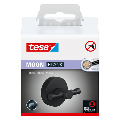 Tesa 1072283 - Moon Black Bademantelhaken schwarz | 2 Stk