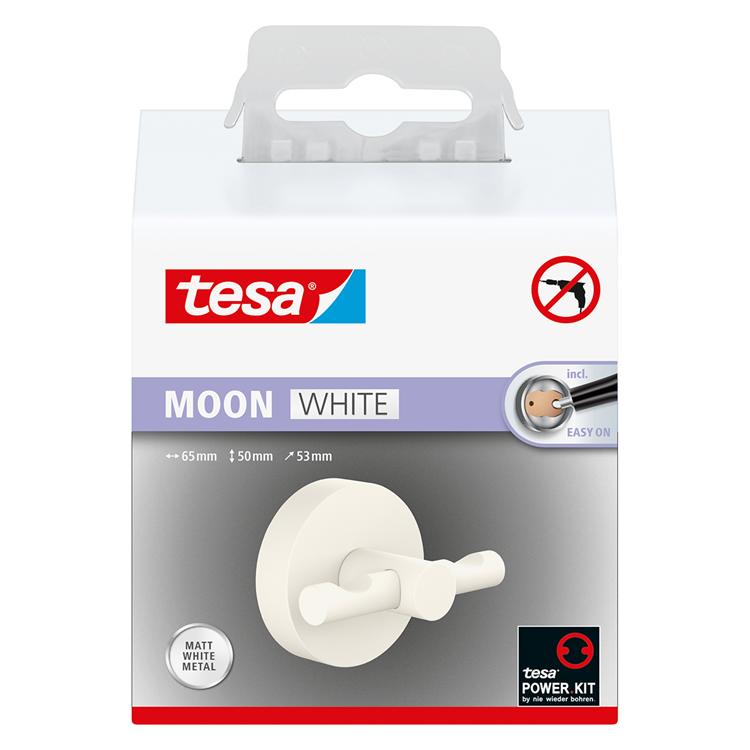 Tesa 1073532 – mondweißer Bademantelhaken weiß | 1 Stk