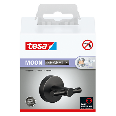 Tesa 1072308 – Bademantelhaken „Moon Graphite“ | 2 Stk