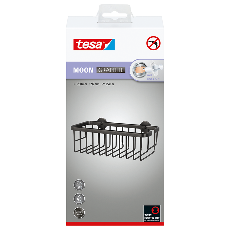 Tesa 1072310 – Moon Graphite Duschkorb einzeln | 2 Stk