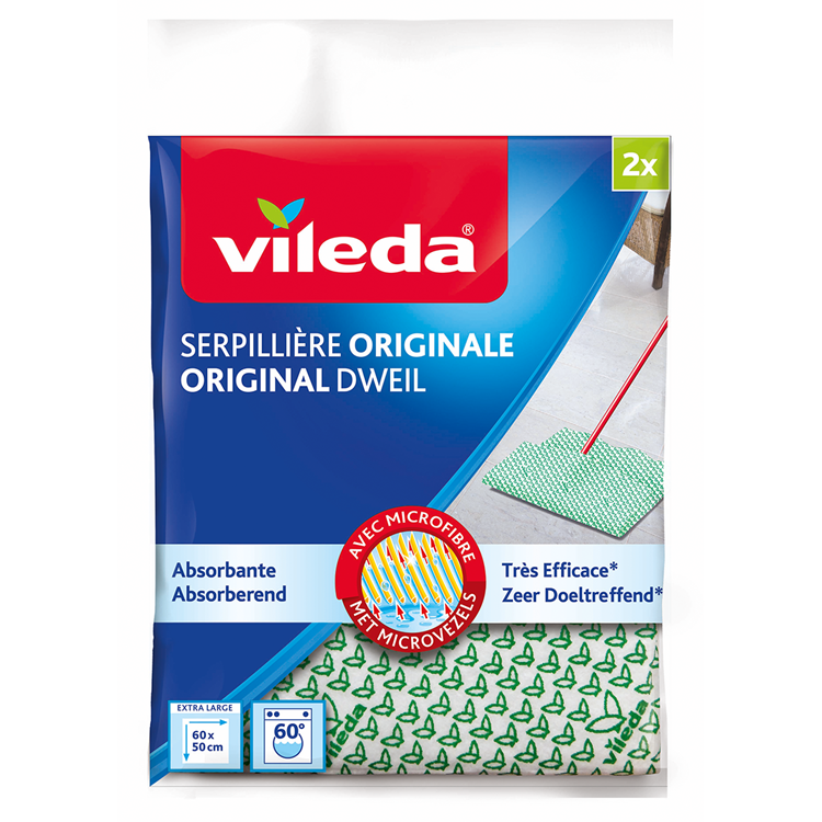 Vileda 1061461 – Original grüner Mopp, 2 Stück | 6 Stück
