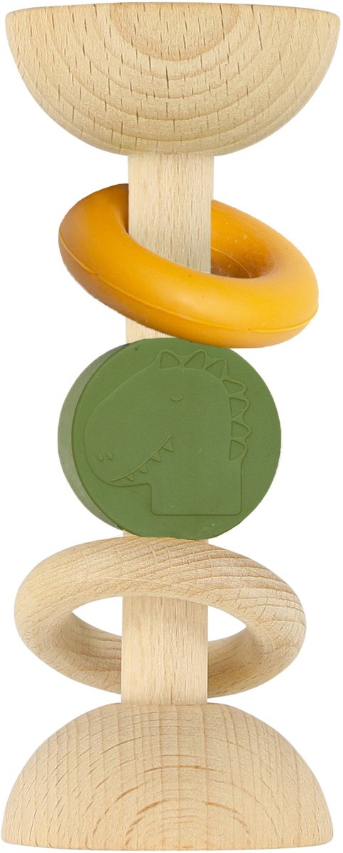 Trixie hölzerne Silikonrassel Mr. Dino – 0m+ – FSC-Holz – Beißspielzeug – schön als Geschenk zur Schwangerschaft
