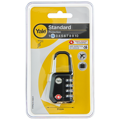 Yale 1060497 - Code-Vorhängeschloss TSA schwarz | 3 Stück