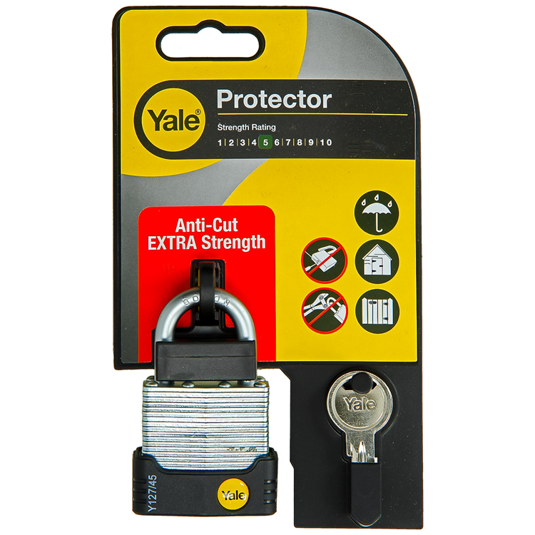 Yale 1060490 – Vorhängeschlossschutz 45 mm laminiert | 3 Stück