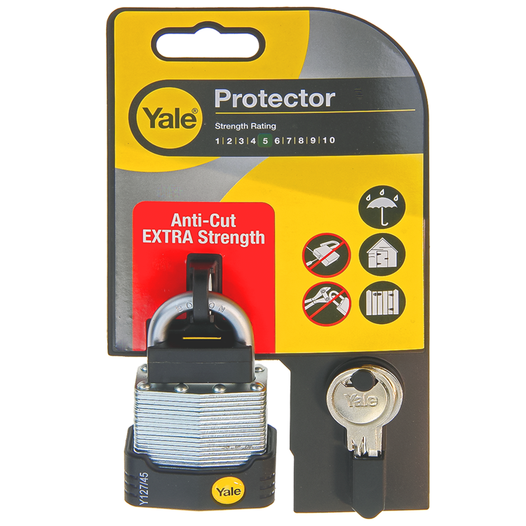 Yale 1060490 – Vorhängeschlossschutz 45 mm laminiert | 3 Stück