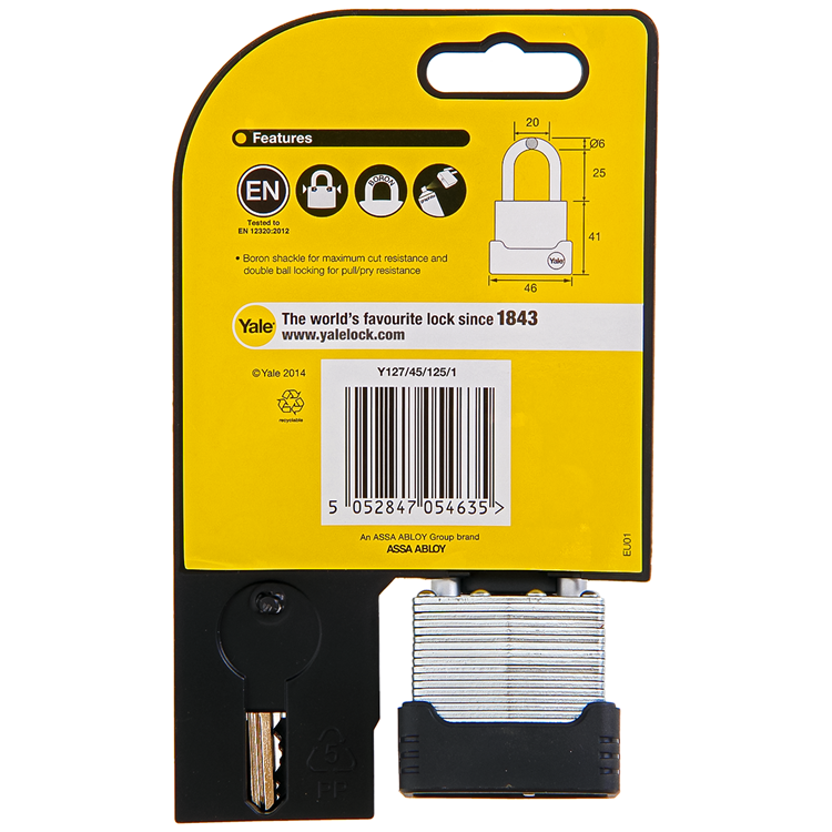 Yale 1060490 – Vorhängeschlossschutz 45 mm laminiert | 3 Stück
