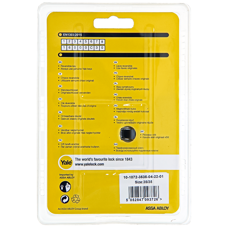 Yale 1060537 - Profilzylinder 1000 mm 70 mm (35 35) | 2 Stk