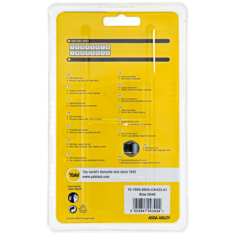 Yale 1060538 – Knaufzylinder 1000 MV 70 mm (30 40) | 2 Stk