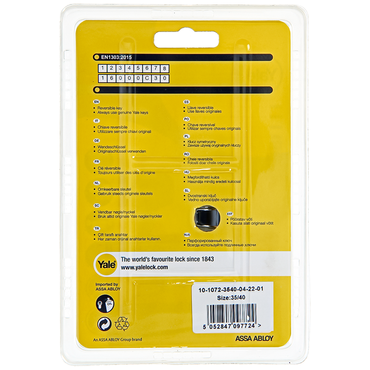 Yale 1060539 - Profilzylinder 1000 mm 75 mm (35 40) | 2 Stk
