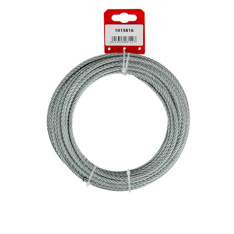 Mack 1015816 - verzinktes Stahlseil 6x19 10m 5mm Tragfähigkeit 250 kg DIN EN 12385-4 | 5 Stück