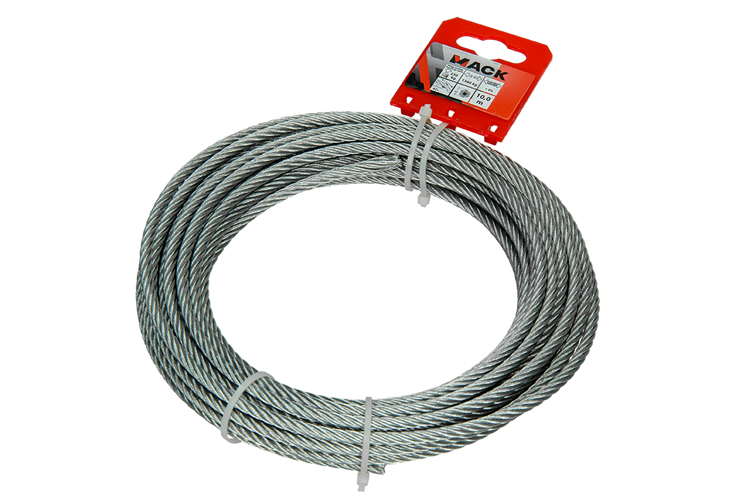 Mack 1015816 - verzinktes Stahlseil 6x19 10m 5mm Tragfähigkeit 250 kg DIN EN 12385-4 | 5 Stück