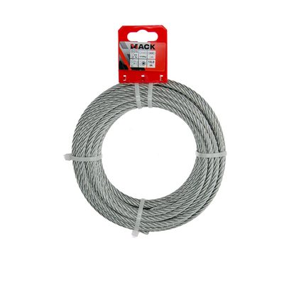Mack 1015817 - verzinktes Stahlseil 6x19 10m 6mm Tragfähigkeit 350 kg DIN EN 12385-4 | 5 Stück