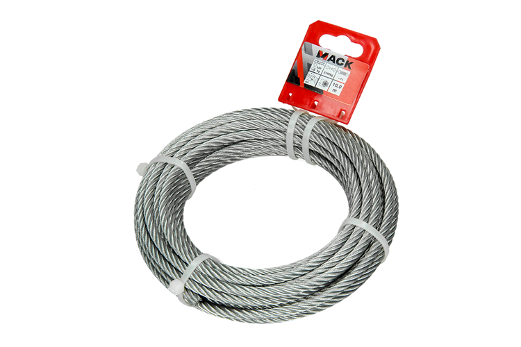 Mack 1015817 - verzinktes Stahlseil 6x19 10m 6mm Tragfähigkeit 350 kg DIN EN 12385-4 | 5 Stück