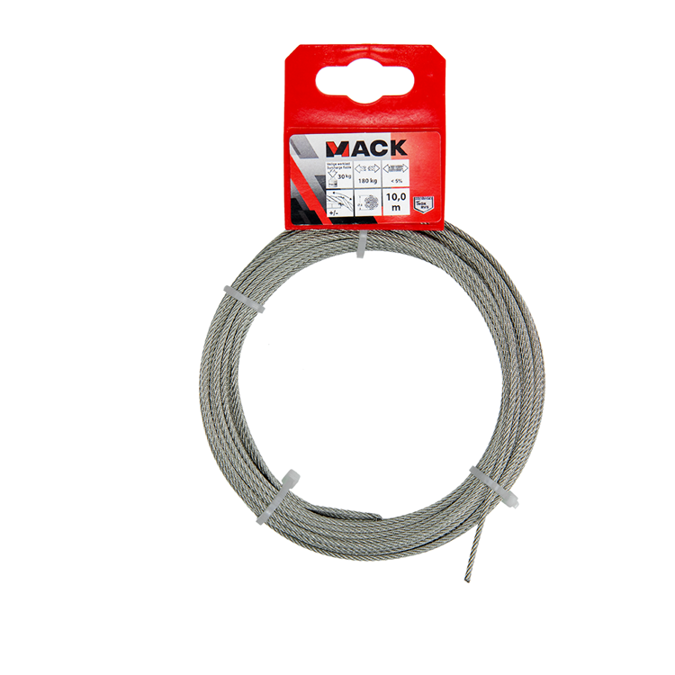 Mack 1015192 – Stahlseil 7x7 Edelstahl Aisi 316 102 mm Tragfähigkeit 40 kg DIN EN 12385-4 | 5 Stück