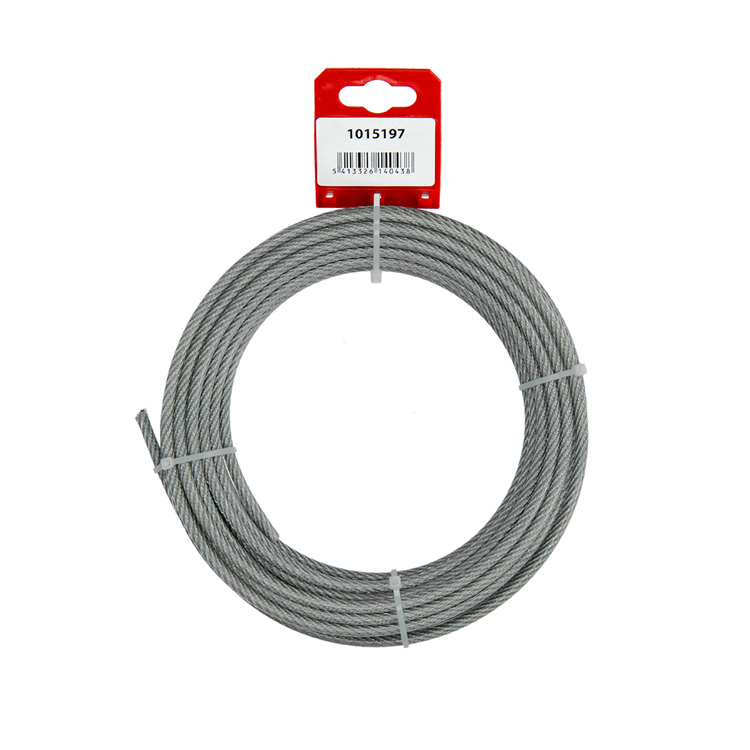 Mack 1015197 - Stahlseil PVC-Mantel 6x7 10m 4-5mm Tragfähigkeit 170kg DIN EN12385-4 | 5 Stück
