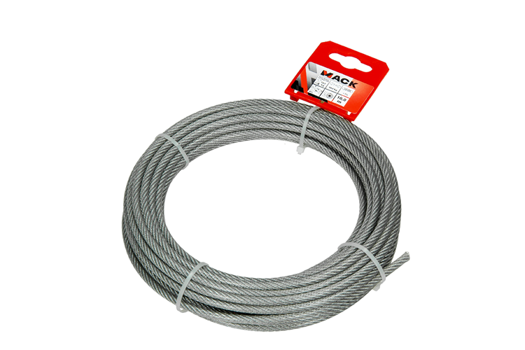 Mack 1015197 - Stahlseil PVC-Mantel 6x7 10m 4-5mm Tragfähigkeit 170kg DIN EN12385-4 | 5 Stück