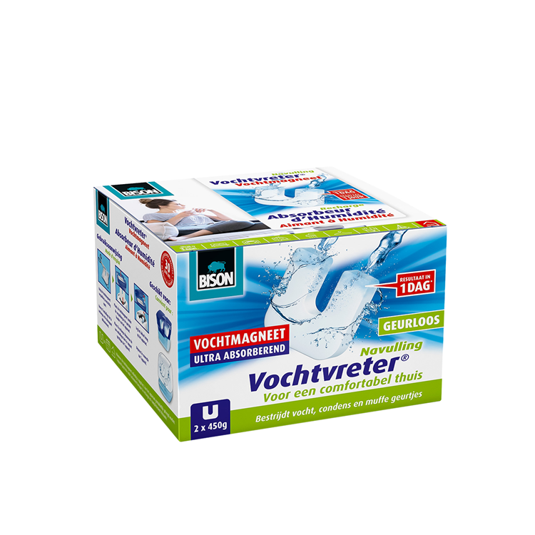 Bison 1063339 – Feuchtigkeitsabsorber, Ambiente-Magnet, neutrale Box 450 g, A2 | 3 Stück