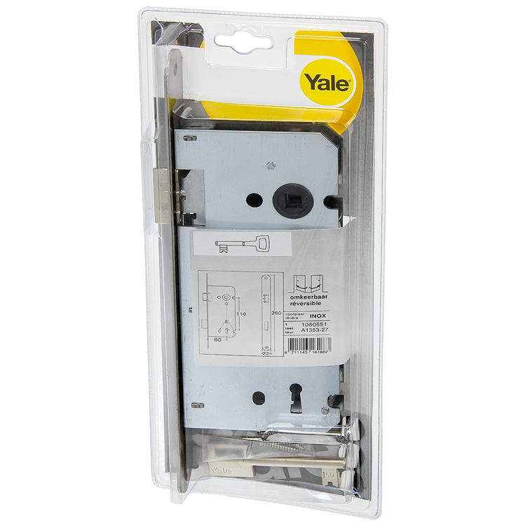 Yale 1060551 – Einsteckschloss 110 60 l-r Edelstahl abgerundet | 1 Stk