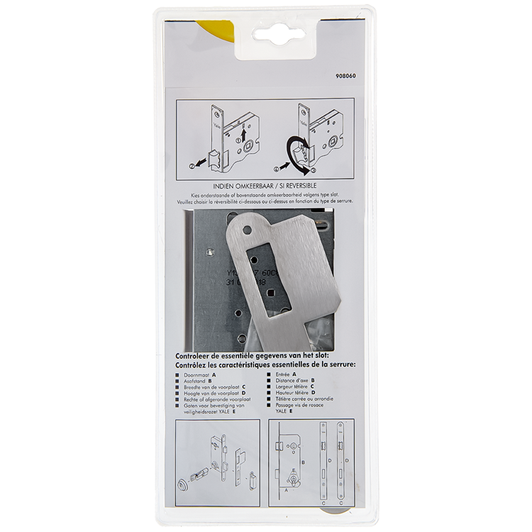 Yale 1060551 – Einsteckschloss 110 60 l-r Edelstahl abgerundet | 1 Stk