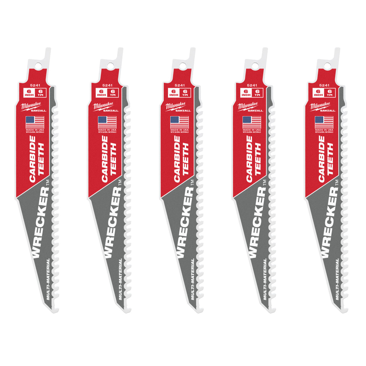 Milwaukee Multi-Material: Hochleistungs-Wrecker™ Hartmetall-Abbruchklingen mit Wellenschliff | tct wrecker 150mm x 6 tpi | 5 Stück - 48475541