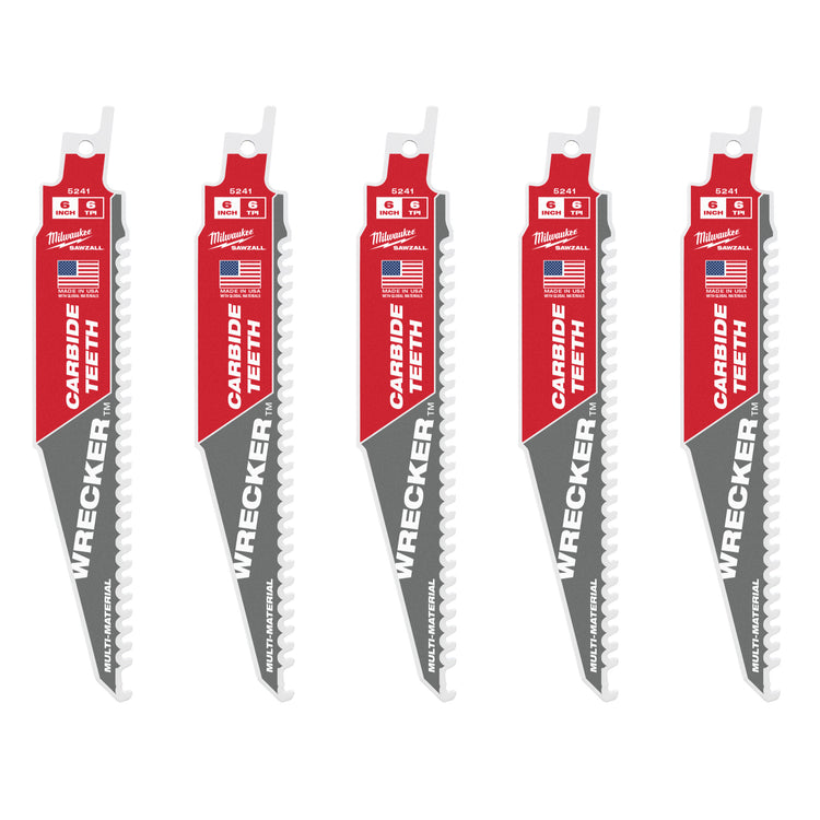 Milwaukee Multi-Material: Hochleistungs-Wrecker™ Hartmetall-Abbruchklingen mit Wellenschliff | tct wrecker 150mm x 6 tpi | 5 Stück - 48475541