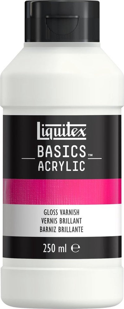 Liquitex 8870304 Basics Glanzlack 250 ml – glänzender Acryllack, transparenter Schutz – Glanzlack