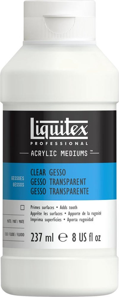 Liquitex 7608 professionelles klares Gesso 237 ml – transparenter Acrylgrund für Leinwand-Mischtechnik – transparentes Gesso