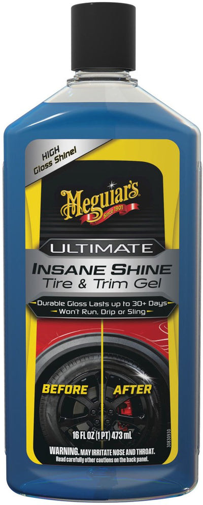 Meguiar's Meguiar's Ultimate Insane Shine Tire Trim Gel 473 ml – Reifenglanzgel – tiefschwarzer Hochglanz – beständig gegen Regenwaschen