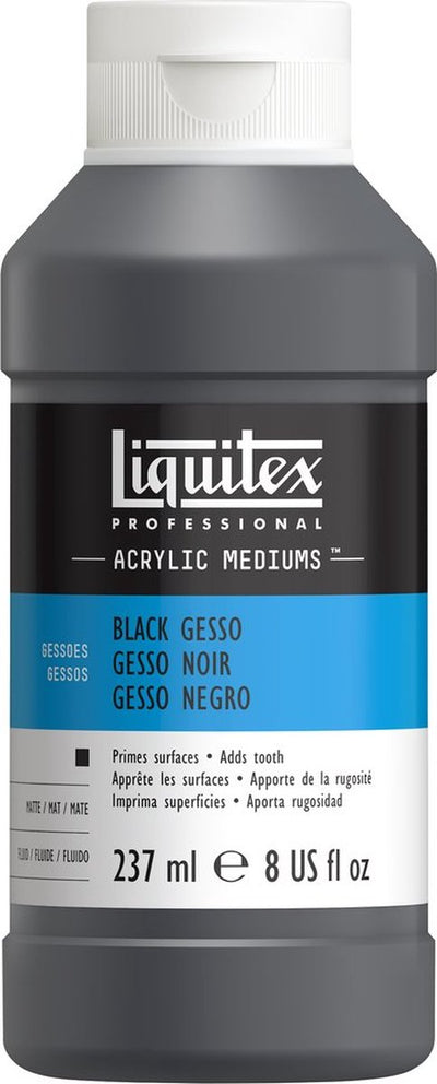 Liquitex 5320251 Profi-Gesso Schwarz 237 ml – Acrylbasis, schwarze Grundierung, matt, hochwertige Oberfläche